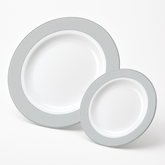 Silver Bordered Premium Plastic Plate Set - 20 Pack